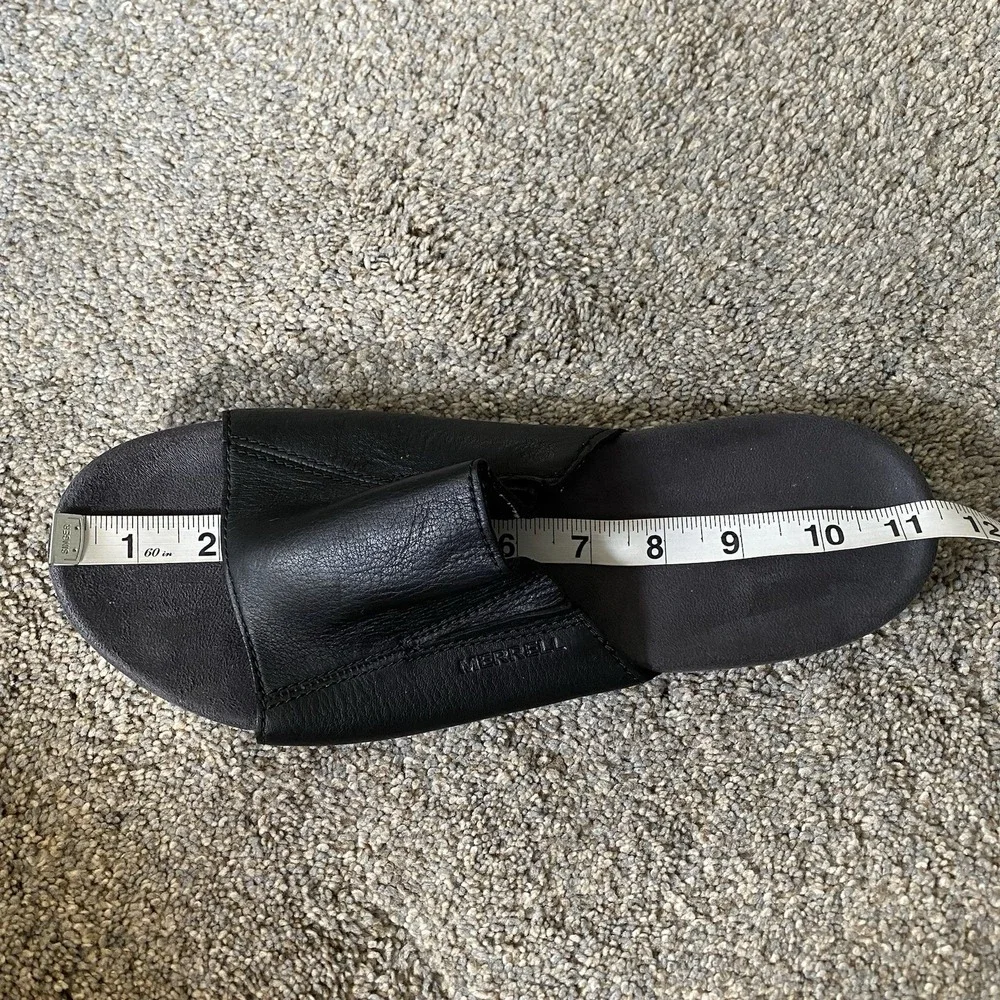 Merrell Sandspur Slide Sandals Men Size 10 EU 43 Black Leather Flat Slip On